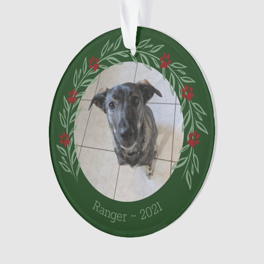 Kerstmis Holly Elegant Pet Photo Ornament (voorkant)