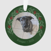 Kerstmis Holly Elegant Pet Photo Ornament (voorkant)
