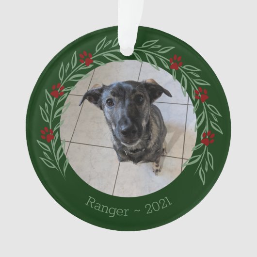Kerstmis Holly Elegant Pet Photo Ornament (voorkant)