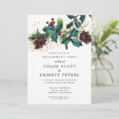 Kerstmis Holly en Berries Engagement Party Kaart (Staand voorkant)