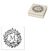 Kerstmis Holly en bessen krans Familie Monogram Rubberstempel (Gestempeld)