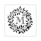 Kerstmis Holly en bessen krans Familie Monogram Rubberstempel (Afrduk)