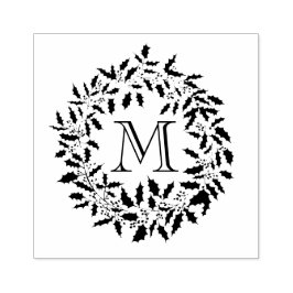 Kerstmis Holly en bessen krans Familie Monogram Rubberstempel