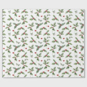 Kerstmis Holly en Mistletoe Cadeaupapier (Vlak)