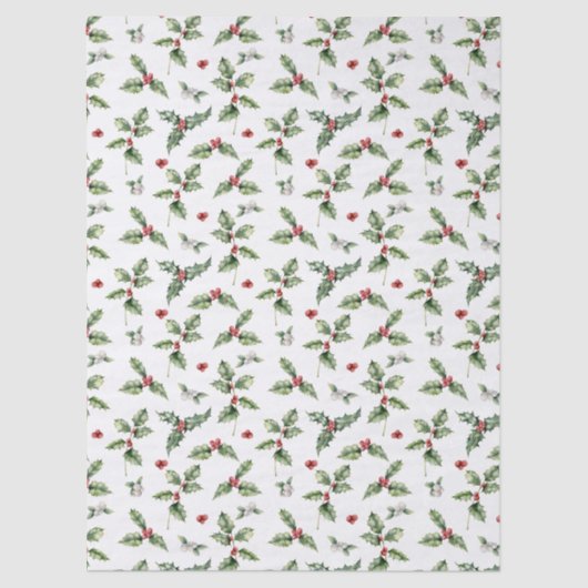 Kerstmis Holly en Mistletoe Tissuepapier (Voorkant)