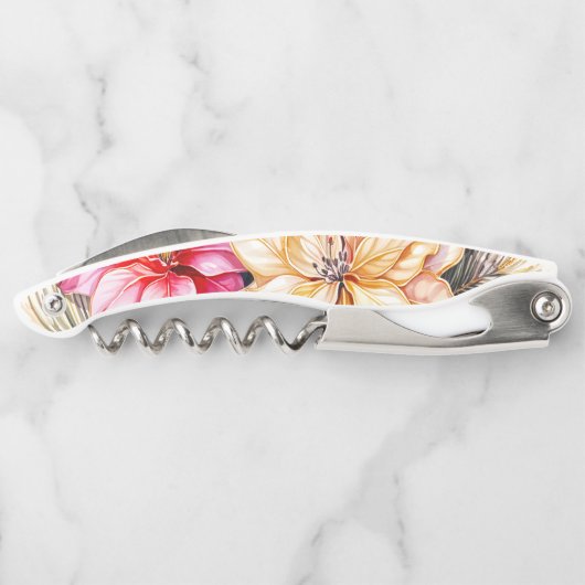 Kerstmis Holly en Poinsettias Kurkentrekker (Achterkant)