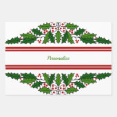 Kerstmis Holly en Red Berries Xmas Holiday Inpakpapier Vel (Voorkant 2)