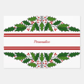 Kerstmis Holly en Red Berries Xmas Holiday Inpakpapier Vel (Voorkant)