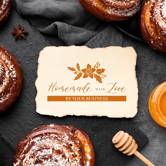 Kerstmis Holly Flowers Homemade with Love Quote Rubberstempel