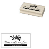 Kerstmis Holly Flowers Homemade with Love Quote Rubberstempel (Gestempeld)