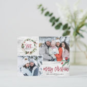 Kerstmis Holly FOTO Berken Bark Vakantie Groet Briefkaart (Staand voorkant)