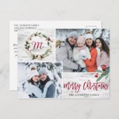 Kerstmis Holly FOTO Berken Bark Vakantie Groet Briefkaart (Voorkant / Achterkant)