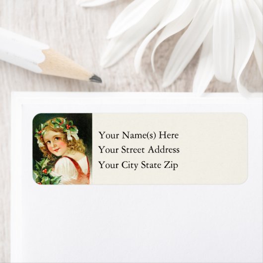 Kerstmis Holly Girl  Etiket (Insitu)