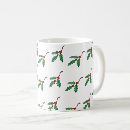 Kerstmis Holly Holiday Coffee Cup Koffiemok (Voorkant rechts)