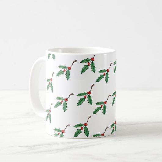 Kerstmis Holly Holiday Coffee Cup Koffiemok (Voorkant links)