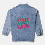 Kerstmis Holly Jolly Babe Modern Glitter Script Denim Jacket (Achterkant)
