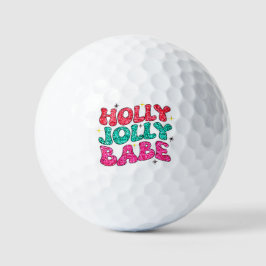Kerstmis Holly Jolly Babe Modern Glitter Script Golfballen