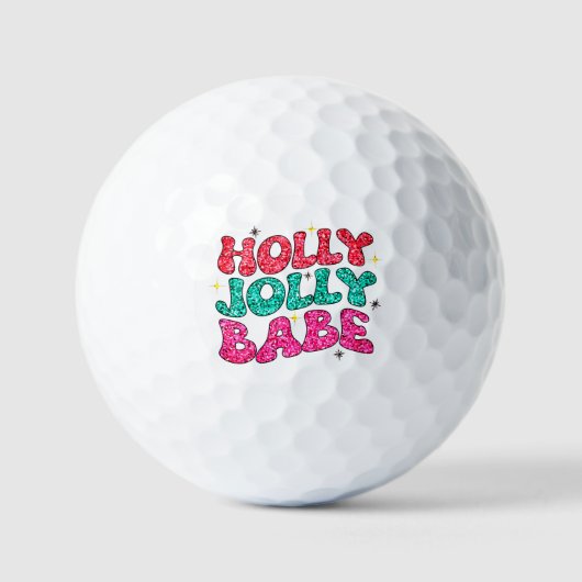 Kerstmis Holly Jolly Babe Modern Glitter Script Golfballen (Voorkant)