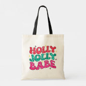 Kerstmis Holly Jolly Babe Modern Glitter Script Tote Bag (Achterkant)