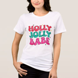 Kerstmis Holly Jolly Babe Modern Glitter Script Tri-Blend Shirt