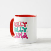 Kerstmis Holly Jolly Mama Modern Glitter Script Mok (Voorkant links)