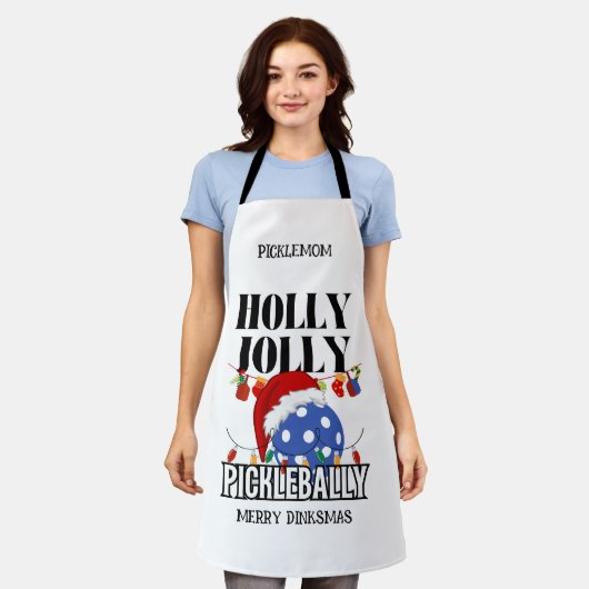 Kerstmis HOLLY JOLLY PICKLEBALLY Schort (Gedragen)