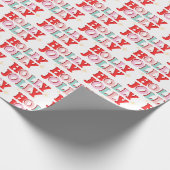 Kerstmis Holly Jolly Roze Rood Cadeaupapier (Hoek)