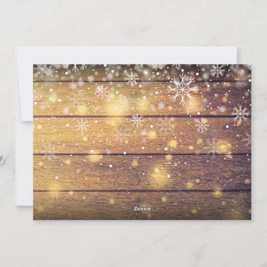 Kerstmis Holly Jolly Script rustieke hout foto Feestdagenkaart (Achterkant)