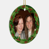 Kerstmis Holly krans aangepaste foto Keramisch Ornament (Rechts)