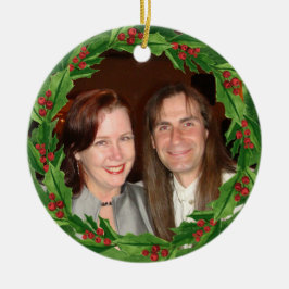 Kerstmis Holly krans aangepaste foto Keramisch Ornament