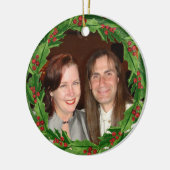 Kerstmis Holly krans aangepaste foto Keramisch Ornament (Links)