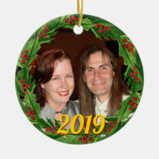 Kerstmis Holly krans aangepaste foto Keramisch Ornament