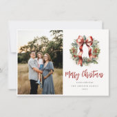 Kerstmis Holly krans foto Feestdagenkaart (Voorkant)