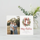 Kerstmis Holly krans foto Feestdagenkaart (Staand voorkant)