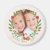 Kerstmis Holly krans foto Magneet (Voorkant)