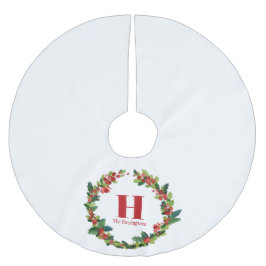 Kerstmis Holly krans gepersonaliseerd monogram Kerstboom Rok