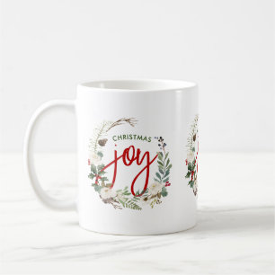 Kerstmis Holly krans Joy Typografie Koffiemok