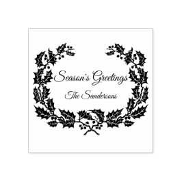Kerstmis Holly krans seizoen groeten Custom Rubberstempel