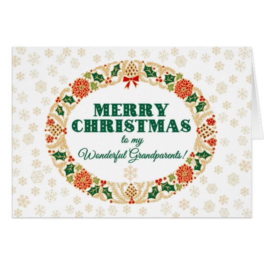 Kerstmis Holly krans voor grootouders Sneeuwvlokke (Voorkant Horizontaal)