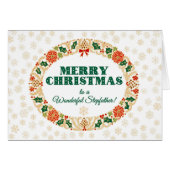 Kerstmis Holly krans, voor stiefvader, sneeuwvlokk (Voorkant Horizontaal)