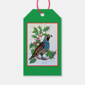 Kerstmis Holly Kwartel Cadeaulabel (Achterkant)