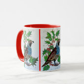 Kerstmis Holly Kwartel Mok (Voorkant links)