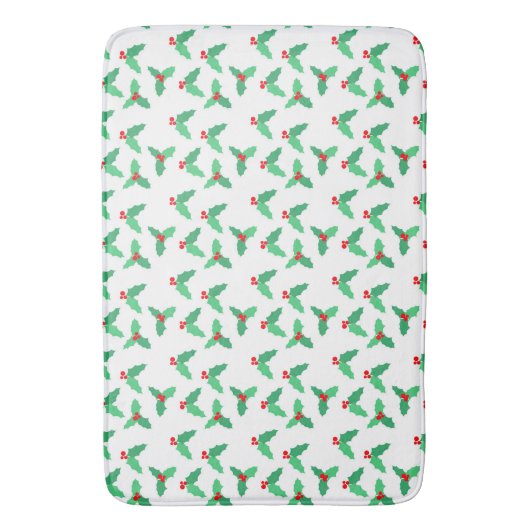 Kerstmis Holly laat grote bath-mat achter Badmat (Voorkant Verticaal)