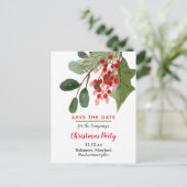Kerstmis | Holly Leaved Red Berry Holiday Partij Aankondigingskaart (Staand voorkant)