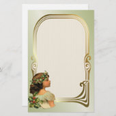 Kerstmis Holly Meisje Briefpapier (Voorkant / Achterkant)