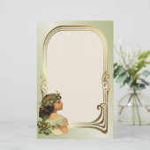 Kerstmis Holly Meisje Briefpapier (Staand voorkant)