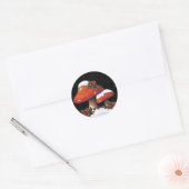 Kerstmis Holly met rode paddenstoelen, sneeuw Ronde Sticker (Envelop)