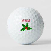 Kerstmis Holly Monogram Golf Ball Golfballen (Voorkant)