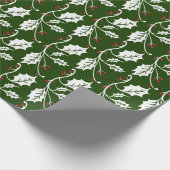 Kerstmis Holly op Dark Green Cadeaupapier (Hoek)