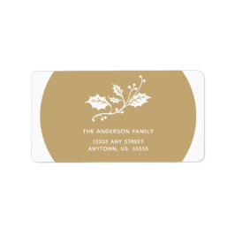 Kerstmis Holly op Goud Etiket